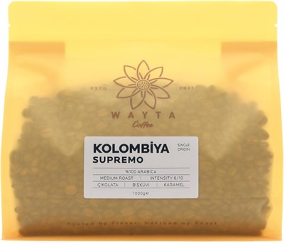 Colombia Supremo Çekirdek Kahve 1000 G –%100 Arabica Çekirdek Kahve