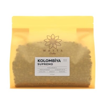 Colombia Supremo Çekirdek Kahve 1000 G –%100 Arabica Çekirdek Kahve