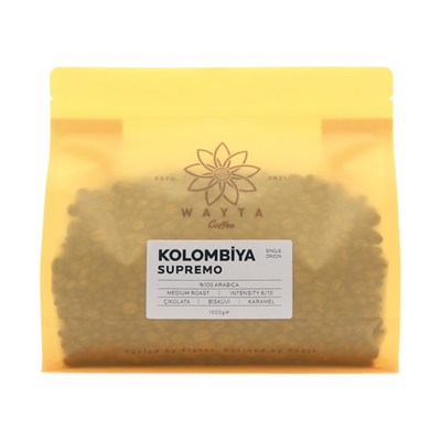Colombia Supremo Çekirdek Kahve 1000 G –%100 Arabica Çekirdek Kahve