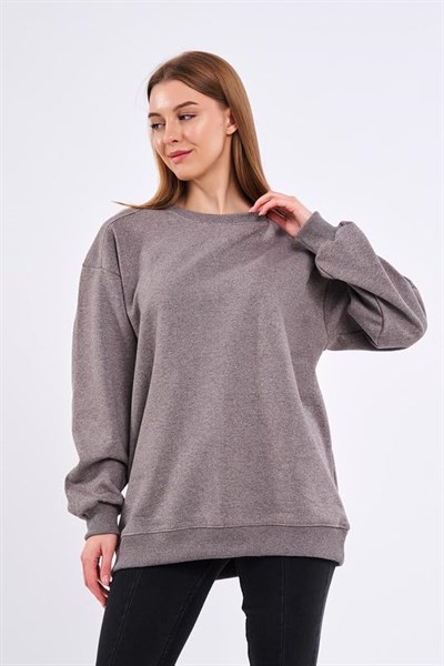 COMEOR Sweatshirt Kadın Rahat Büyük Beden Pamuklu Kazak, Uzun Kollu Tişört, Kapüşonsuz, Standart Kesim