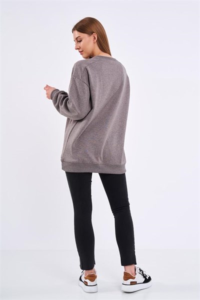 COMEOR Sweatshirt Kadın Rahat Büyük Beden Pamuklu Kazak, Uzun Kollu Tişört, Kapüşonsuz, Standart Kesim
