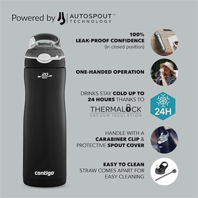 Contigo Ashland Autospout Soğuk Su Termosu 590 mL Siyah