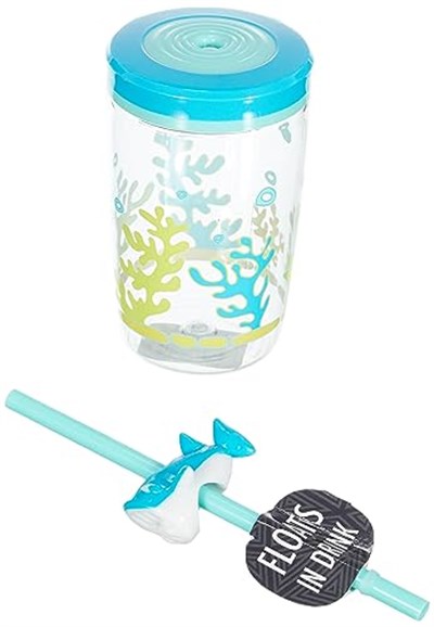 Contigo Yüzen Köpek Balığı Pipetli Tritan Bardak 470 ml, Mavi