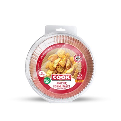 Cook Airfryer Pişirme Kağıdı, Standart Boy, 16 cm, 25 Adet - Seçenekler: 16 CM x 25 Adet, 16 CM x 25 Adet 2li paket