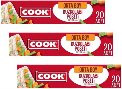 Cook Buzdolabı Poşeti, Orta Boy, 24 x 38 cm, 20 Yaprak