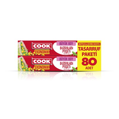 Cook Ekonomik Büyük Buzdolabı Poşeti, 30 x 42 cm, 80 Yaprak, Şeffaf