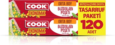 Cook Ekonomik Buzdolabı Poşeti, Orta Boy, 24 x 35 cm, 120 Yaprak