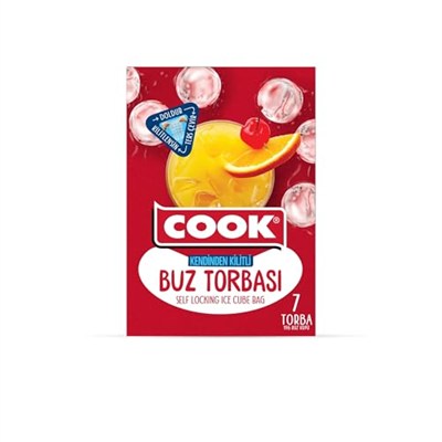 Cook Kendinden Kilitli Buz Torbası, 7 Yaprak, 28 Buz Küpü, Toplam 196 Küp, Zip Kilit
