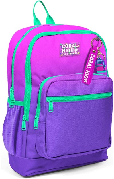 Coral High Dört Bölmeli Pembe Mor Renk Geçişli İlkokul Sırt Çantası - Kız Çocuk
