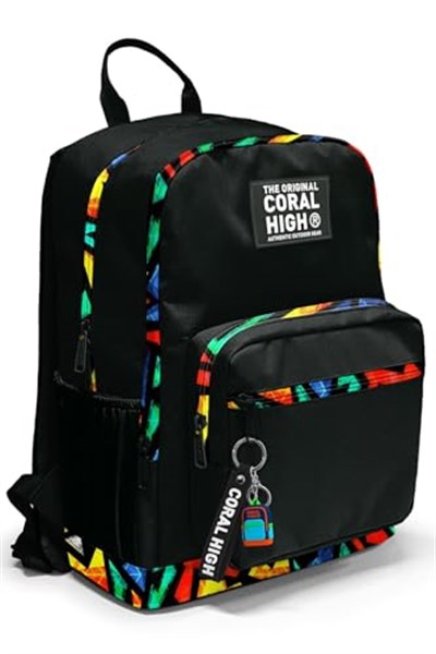 Coral High Dört Bölmeli Siyah Grafiti Ortaokul Çantası - Erkek Çocuk