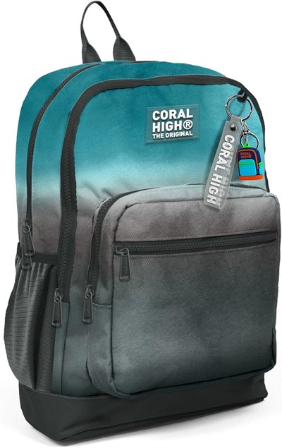 Coral High Dört Bölmeli Turkuaz Gri Batik Desenli İlkokul Sırt Çantası - Erkek Çocuk