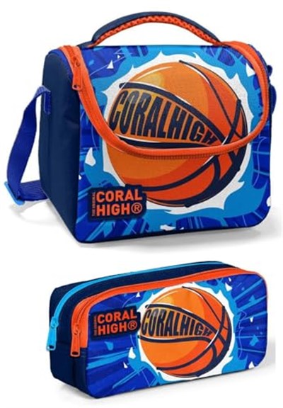 Coral High İlkokul Çanta Takımı Lacivert Turuncu Basketbol - Erkek Çocuk Okul Çantası Seti