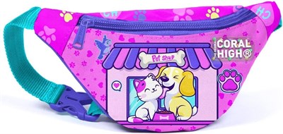 Coral High Kedi Köpek Baskılı Kız Çocuk Bel Çantası
