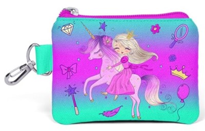 Coral High Kids Açık Pembe Mor Unicornlu Prenses Desenli Bozuk Para Çantası 21871