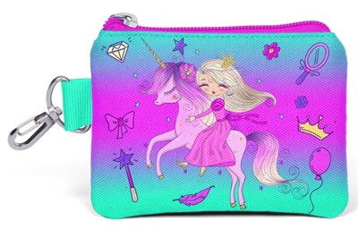 Coral High Kids Açık Pembe Mor Unicornlu Prenses Desenli Bozuk Para Çantası 21871