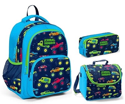 Coral High Kids Erkek Çocuk İlkokul Çanta Seti Monster Truck - Polyester