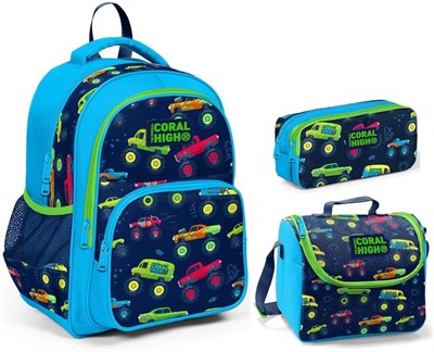 Coral High Kids Erkek Çocuk İlkokul Çanta Seti Monster Truck - Polyester
