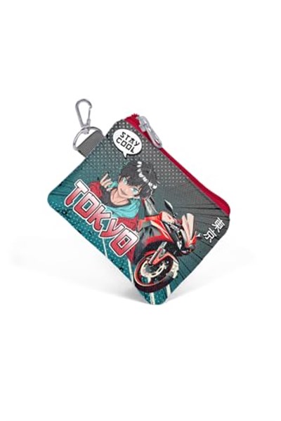 Coral High Kids Gri Nefti Anime Motorsiklet Desenli Bozuk Para Çantası 21893