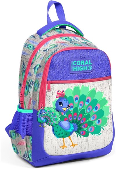 Coral High Kız Çocuk İlkokul ve Ortaokul Sırt Çantası - Yeşil Tavuskuşu