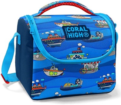 Coral High Lacivert Mavi Gemi Desenli Erkek Çocuk Beslenme Çantası - Thermo Astarlı