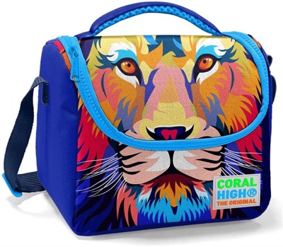 Coral High Mavi Aslan Desenli İlkokul Okul Beslenme Çantası - Erkek Çocuk - Termal Astarlı