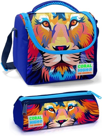 Coral High Mavi Aslan Erkek Çocuk Beslenme Çantası Seti