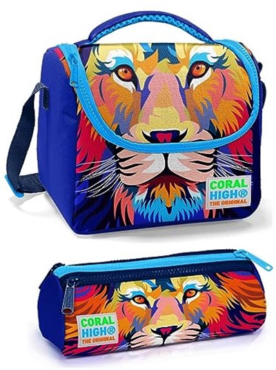Coral High Mavi Aslan Erkek Çocuk Beslenme Çantası Seti