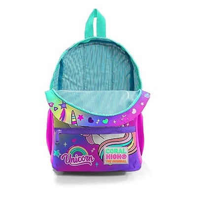 Coral High Minik Yuva Sırt Çantası Lavanta Su Yeşili Unicorn Desenli İki Bölmeli 23529