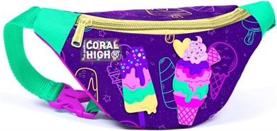 Coral High Mor Pembe Dondurma Baskılı Kız Çocuk Bel Çantası
