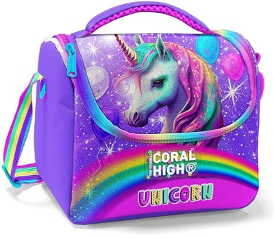 Coral High Mor Simli Unicorn Isı Yalıtımlı Beslenme Çantası - Kız Çocuk