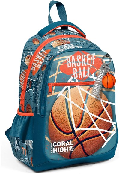 Coral High Nefti Turuncu Basketbol Desenli Erkek Çocuk İlkokul Çantası ve Günlük Sırt Çantası
