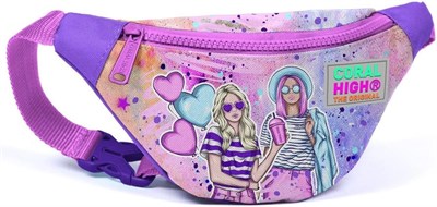 Coral High Pembe Mor Fashion Girl Baskılı Kız Çocuk Bel Çantası