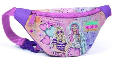 Coral High Pembe Mor Fashion Girl Baskılı Kız Çocuk Bel Çantası
