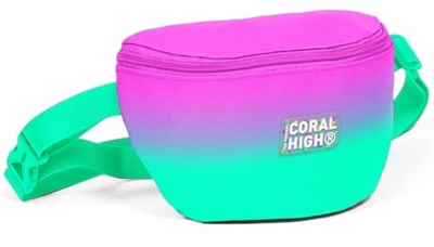 Coral High Pembe Su Yeşili Renk Geçişli Baskılı Kız Çocuk Bel Çantası