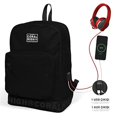 Coral High Sırt Çanta (Usb ve Aux Soketli)