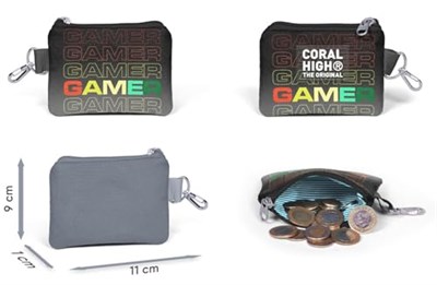 Coral High Siyah Gri Gamer Desenli Bozuk Para Çantası 21909