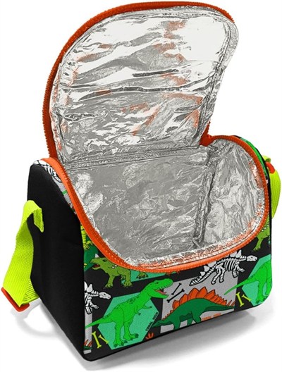 Coral High Siyah Yeşil Dinazor Baskılı Erkek Çocuk Beslenme Çantası