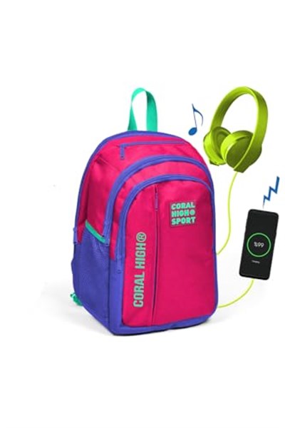 Coral High Sport Beş Gözlü Pembe Okul ve Günlük Sırt Çantası - Laptop+Tablet Bölmeli