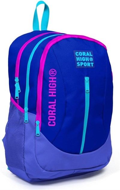 Coral High Sport Lacivert Pembe Okul ve Günlük Sırt Çantası - Dört Gözlü - USB ve AUX Soketli