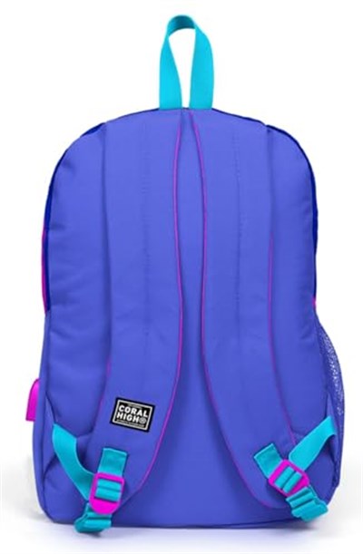 Coral High Sport Lacivert Pembe Okul ve Günlük Sırt Çantası - Dört Gözlü - USB ve AUX Soketli