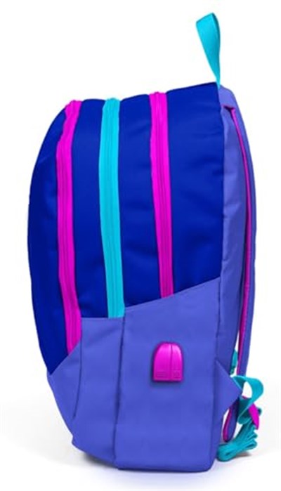 Coral High Sport Lacivert Pembe Okul ve Günlük Sırt Çantası - Dört Gözlü - USB ve AUX Soketli