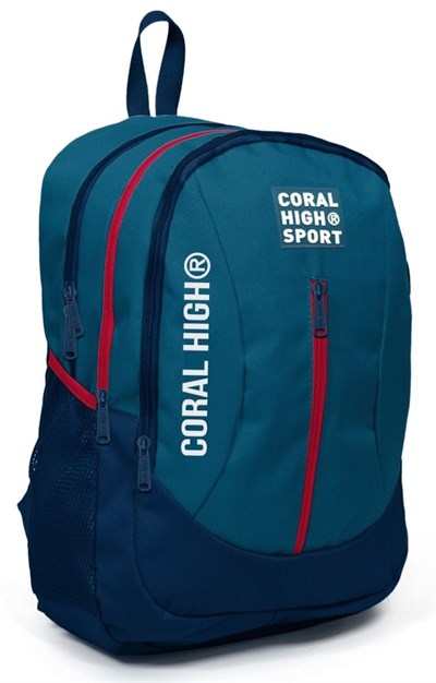 Coral High Sport Nefti Lacivert Okul ve Günlük Sırt Çantası - Dört Gözlü - USB ve AUX Soketli