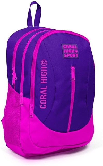 Coral High Sport Pembe-Mor Okul ve Günlük Sırt Çantası - USB ve AUX Çıkışlı