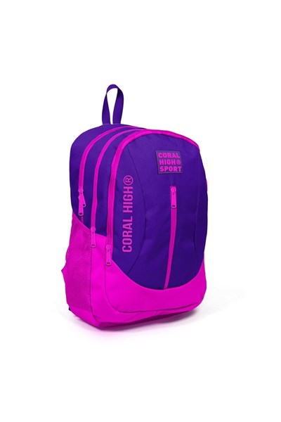 Coral High Sport Pembe-Mor Okul ve Günlük Sırt Çantası - USB ve AUX Çıkışlı