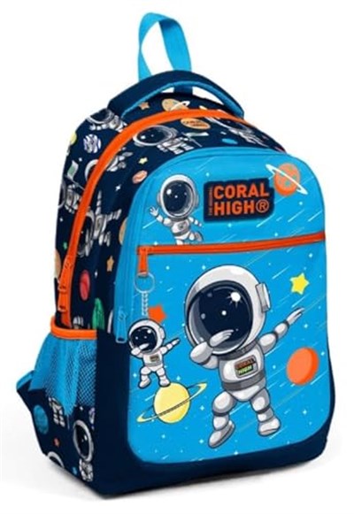 Coral High Üç Gözlü Erkek Çocuk İlk ve Orta Okul Çantası - Lacivert Mavi Astronot