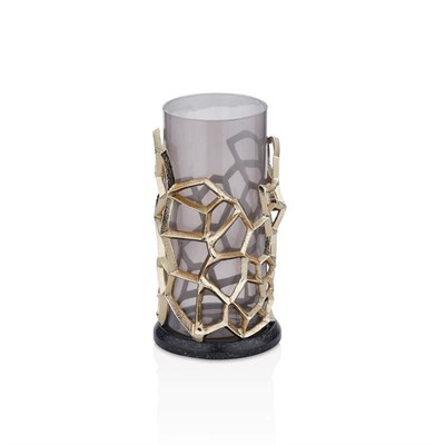 Cornella Pillar Antik Gold Gri Ombreli Cam Mumluk Küçük Ağız :11 Cm X Boy:25 Cm