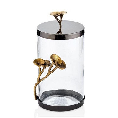 Cornella Rose Dekoratif Cam Kavanoz Silver - Gold Büyük Ağız :12 Cm X Boy:22 Cm X Tüm:26 Cm