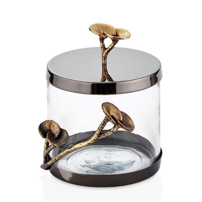 Cornella Rose Dekoratif Cam Kavanoz Silver - Gold Küçük Ağız:12 Cm X Boy:12 Cm X Tüm:16 Cm