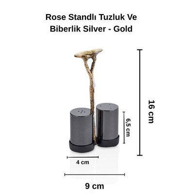 Cornella Rose Standlı Tuzluk Ve Biberlik Silver - Gold