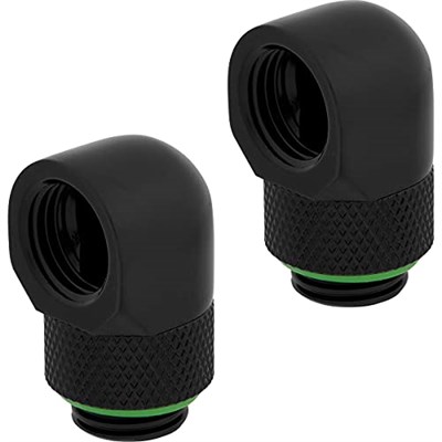 Corsair Hydro X Series 90° uç adaptörü döndürülebilir (ikili paket, G1/4 inç BSPP adaptör dişlisi, pirinç üretim dayanıklılık, güvenli dönme meka